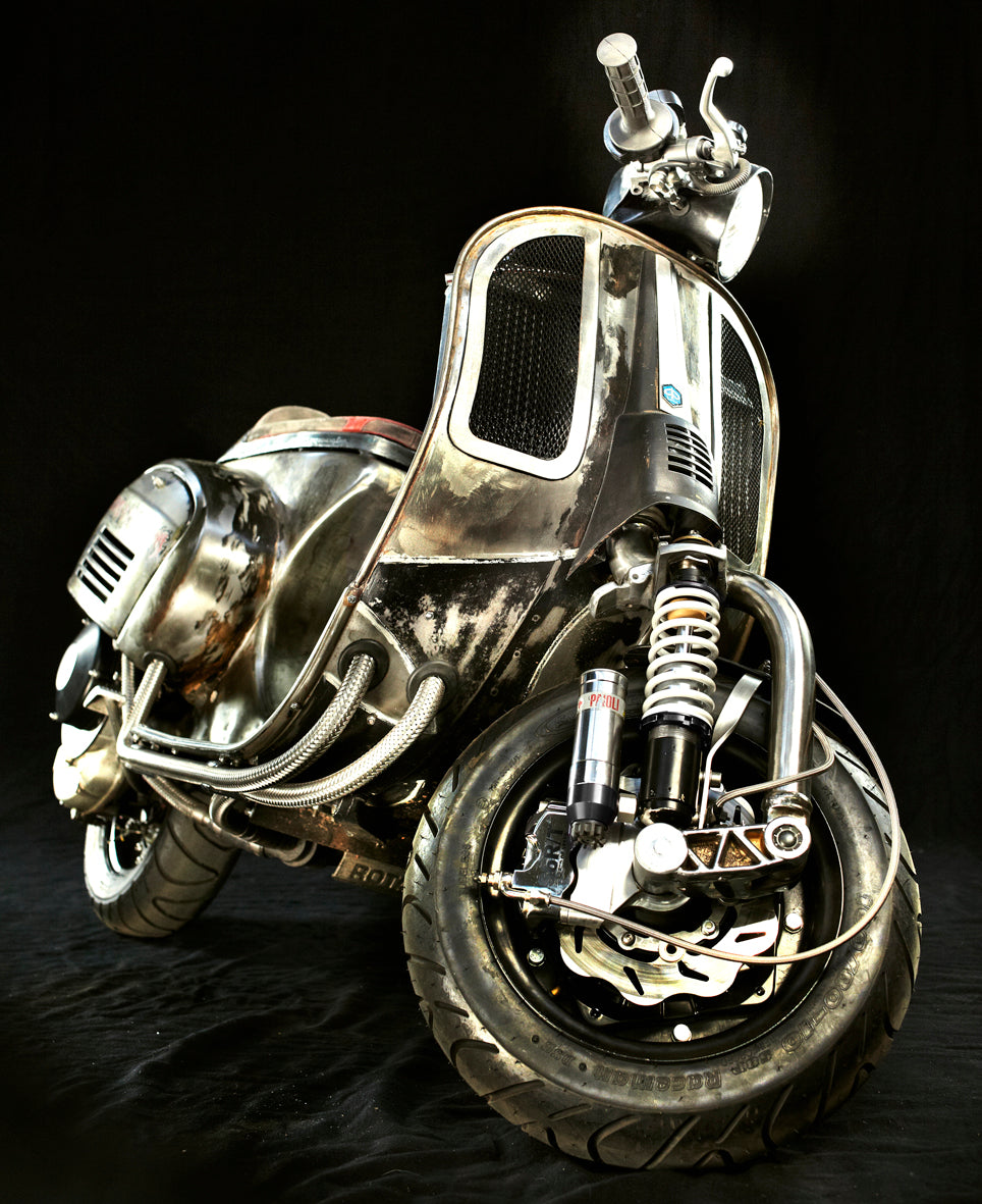 Custom Vespa Umbau PK 153ccm mit wassergekühltem Rotax Zylinder Rawstyle