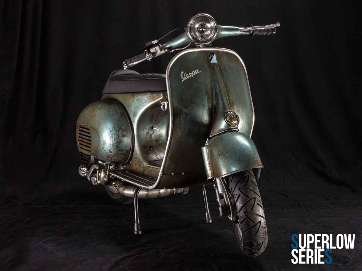 Custom Vespa Umbau in Piaggio Grigio Azzurro Metallizzato Rawstyle