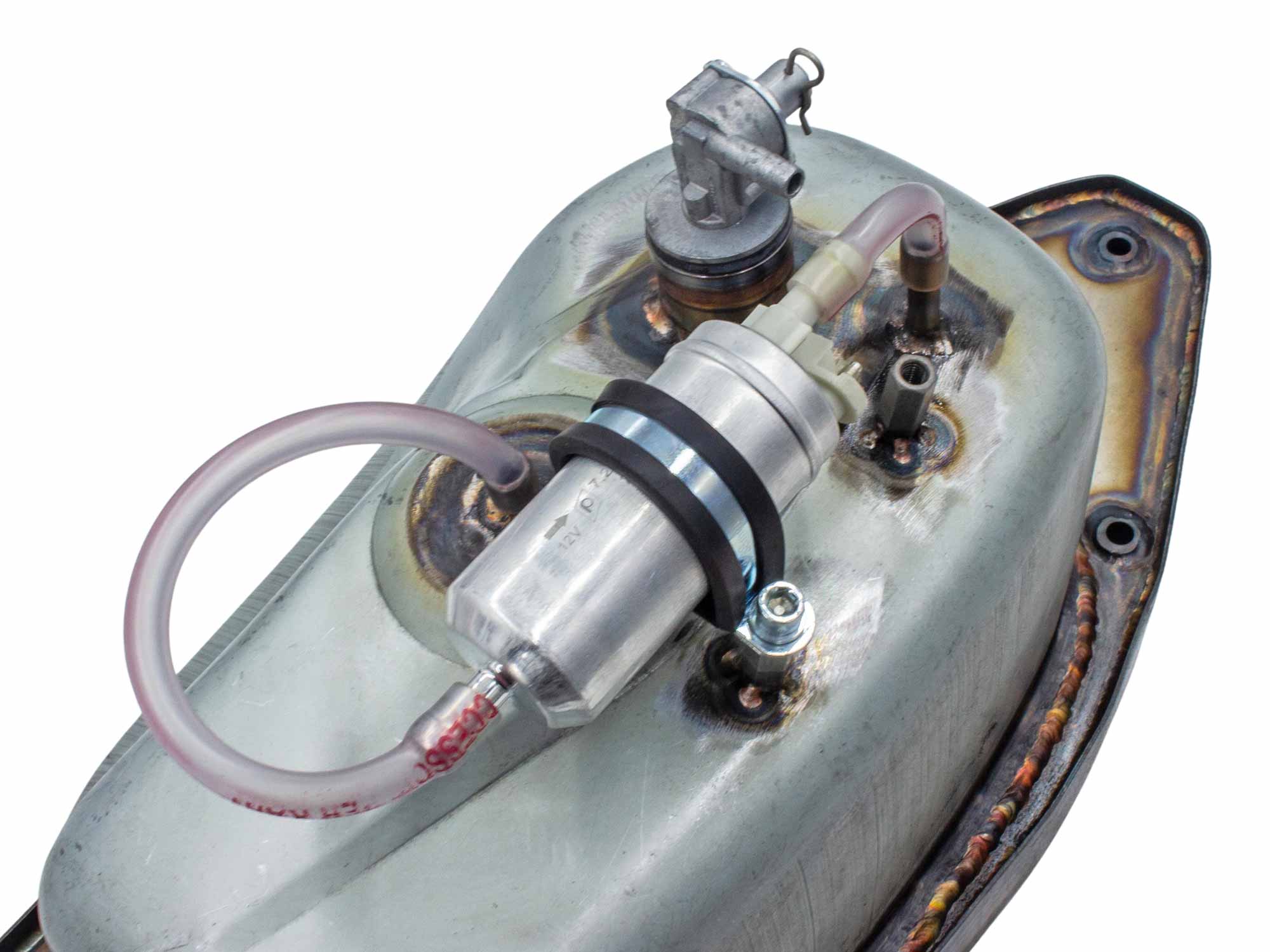 Handgefertigter Vespa Sitzbanktank für Betrieb mit Benzinpumpe