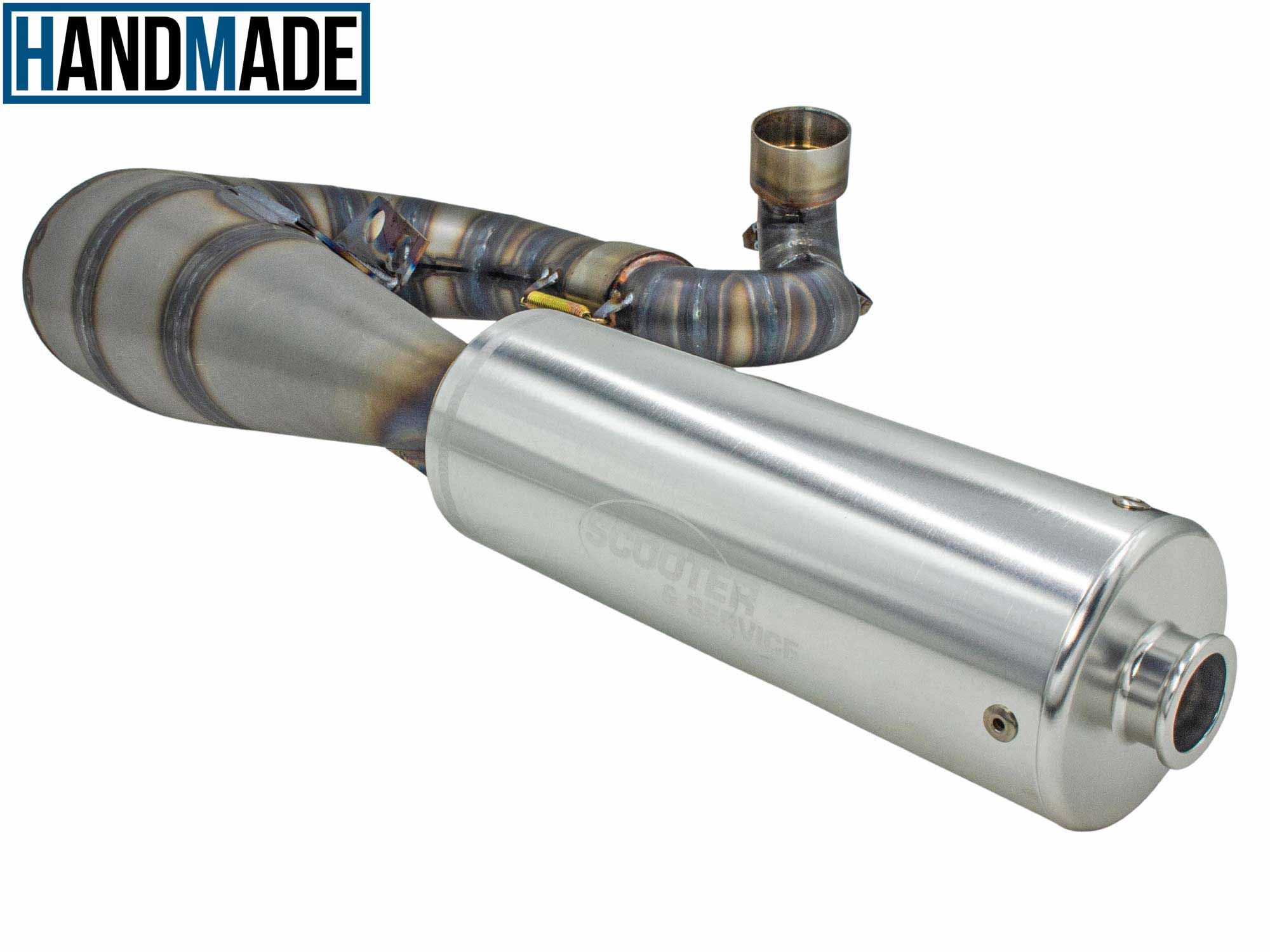 Handgefertigter Vespa Rennauspuff Scooter & Service für 244ccm-Motoren Version Lefthand Stahl