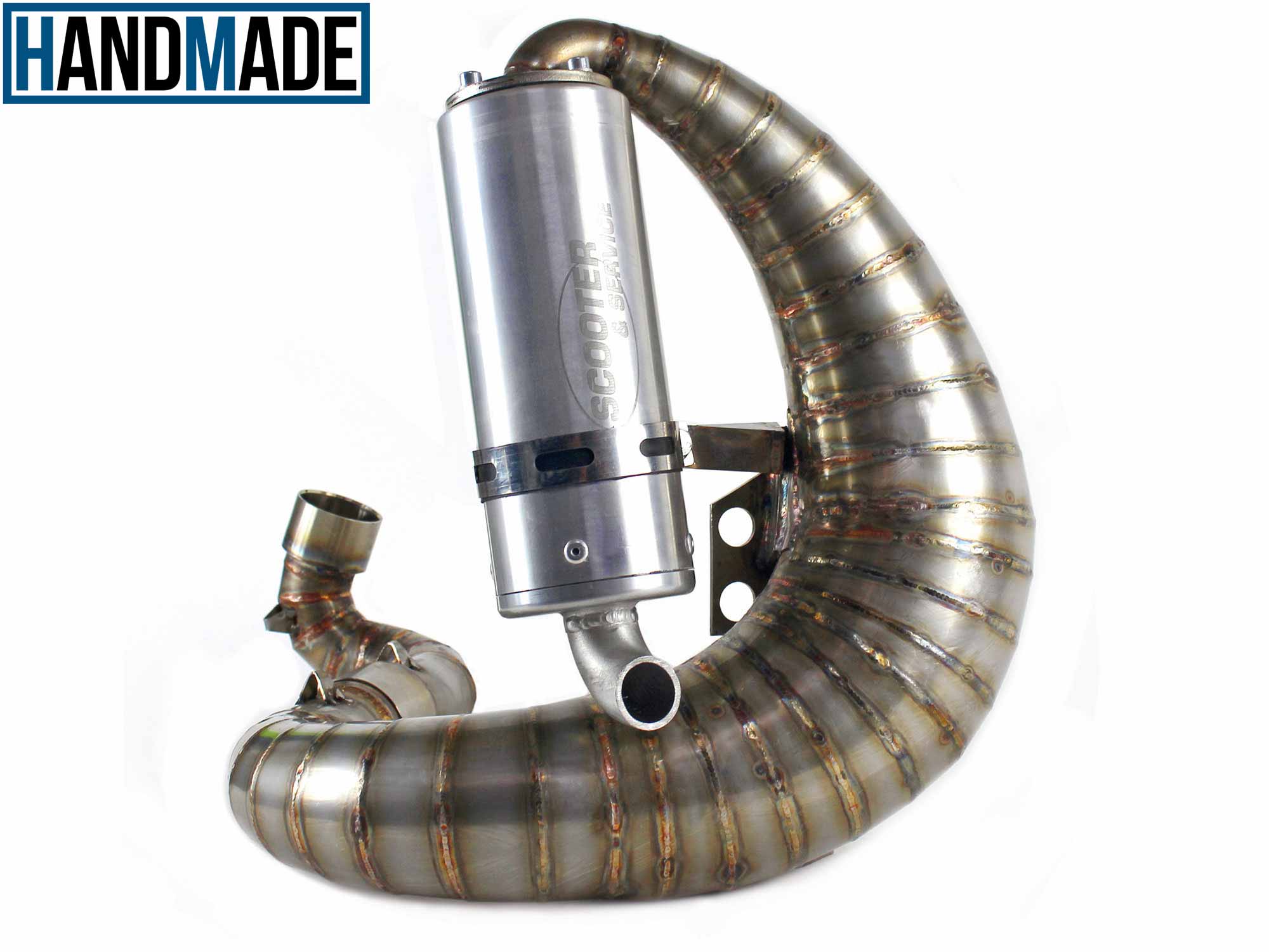 Vespa Auspuff Curley Edelstahl für Quattrini 244ccm Motoren