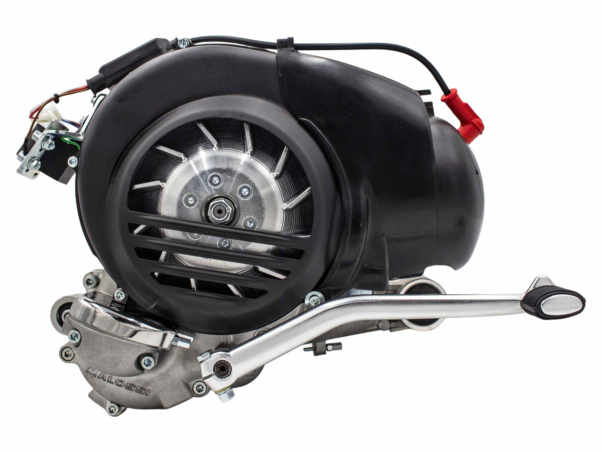 Vespa PX Motor mit 125ccm, mit einem Malossi Motorgehäuse vollständig aus Neuteilen aufgebaut.