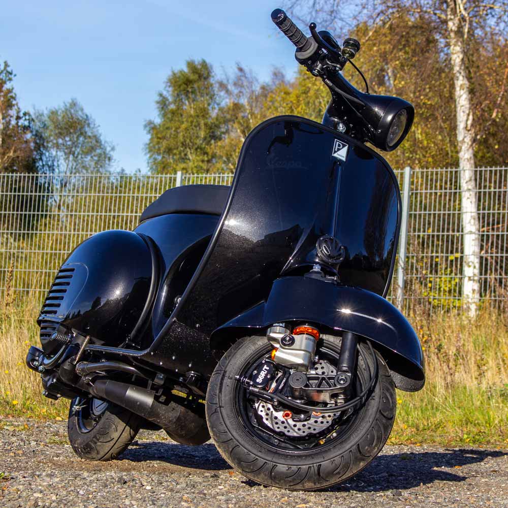 Custom Vespa Conversion in Ferrari Nero Daytona Black Metallic