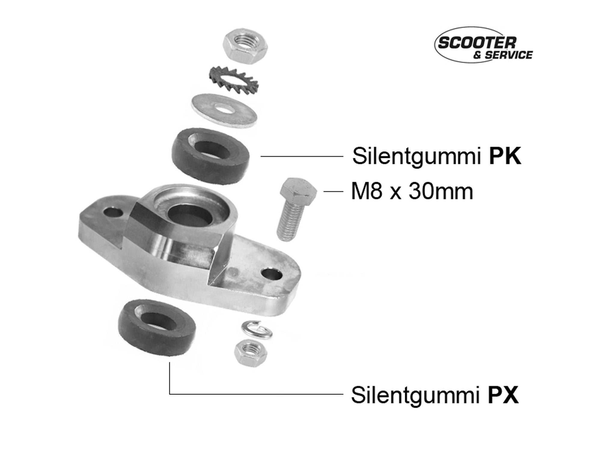 Adapter Stoßdämpfer vorn Scooter & Service Scooter & Service