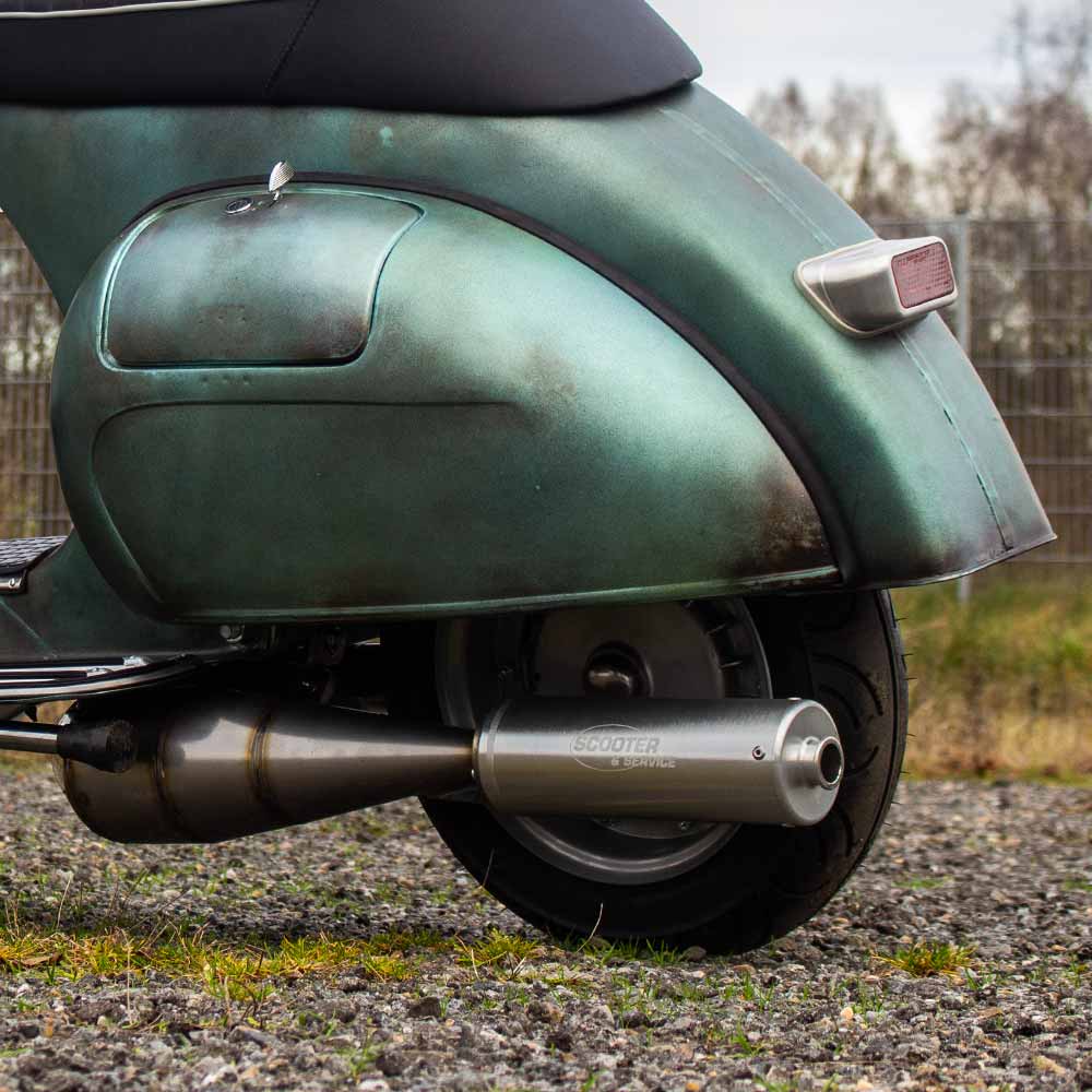 Vespa Rennauspuff Lefthand Edelstahl für Quattrini 244