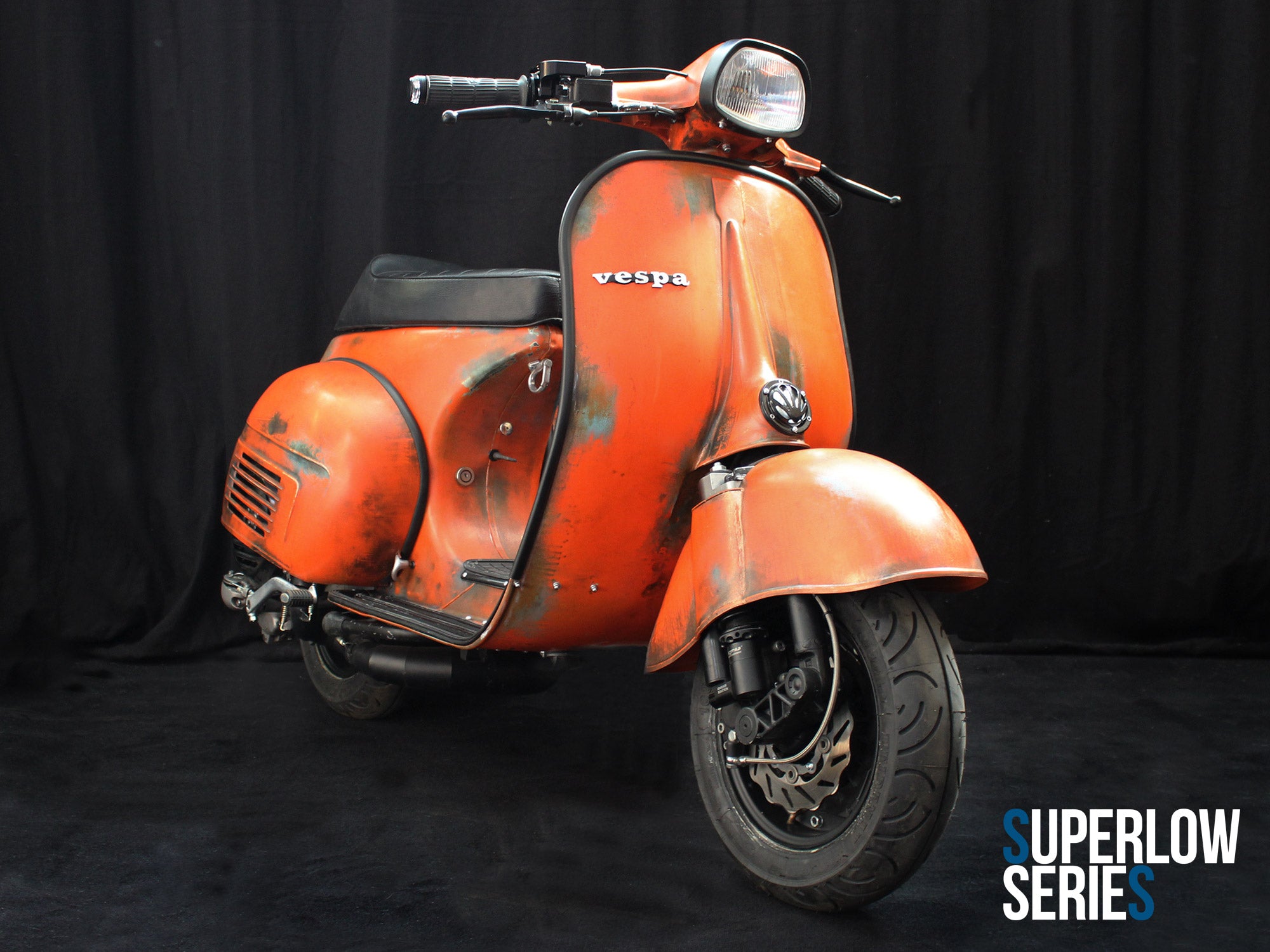 Custom Vespa Umbau GL 244ccm mit Scheibenbremse in Orange Rawstyle