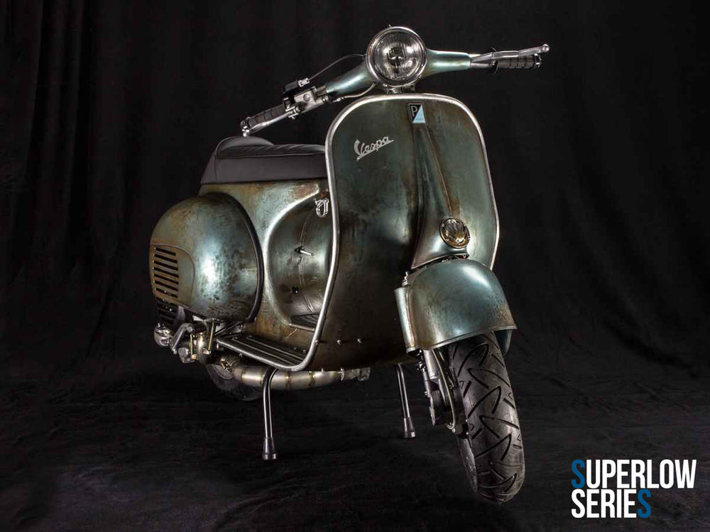 Custom Vespa Umbau in Piaggio Grigio Azzurro Metallizzato Rawstyle
