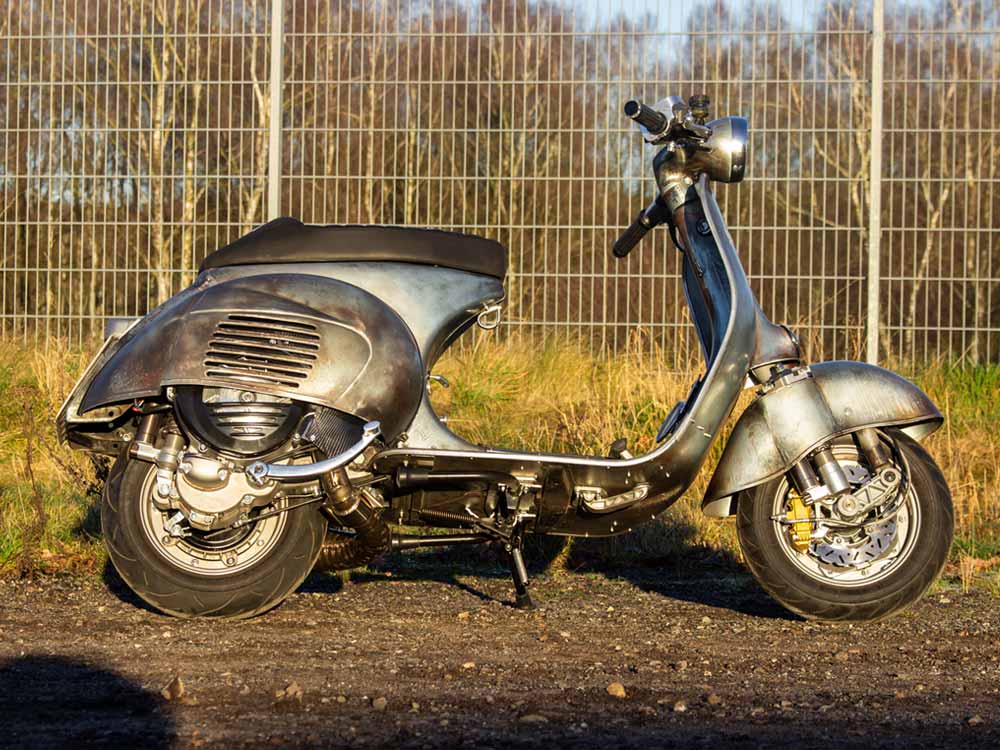 Custom Vespa Conversion mit BFA 306ccm Motor Rawstyle