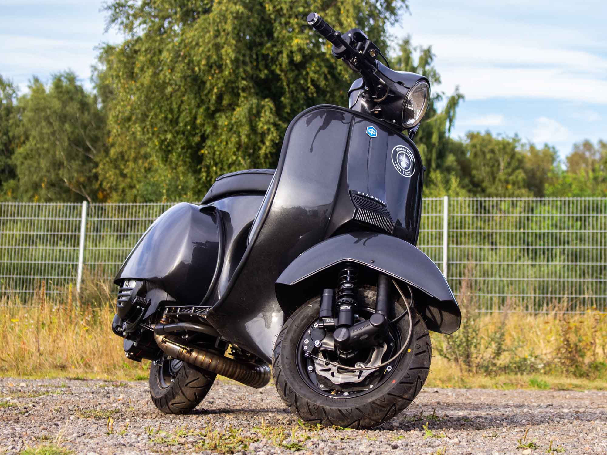 Custom Vespa PX mit BFA 306ccm Motor und handgefertigtem Curley Auspuff Scooter & Service