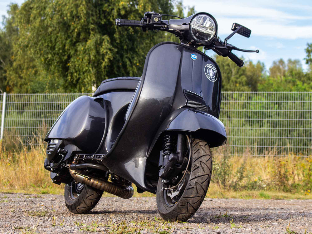 Custom Vespa PX mit BFA 306ccm Motor und handgefertigtem Curley Auspuff Scooter & Service