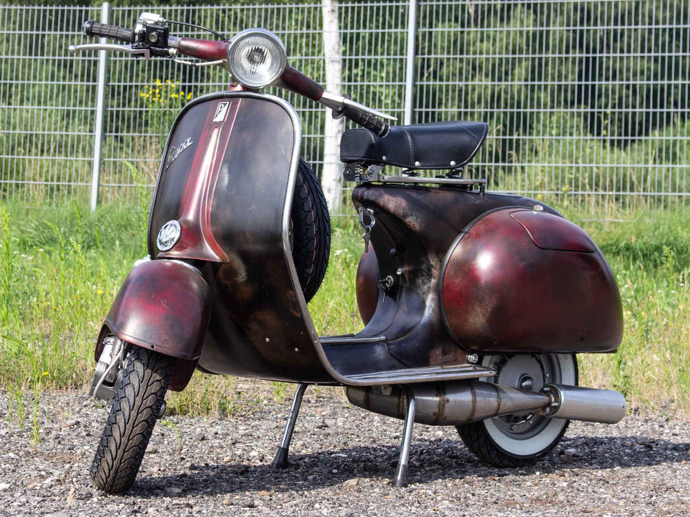 Custom Vespa Tuning 244ccm Rawstyle mit Scheibenbremse und Rennauspuff