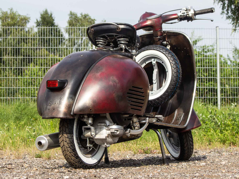 Custom Vespa Tuning 244ccm Rawstyle mit Scheibenbremse und Rennauspuff