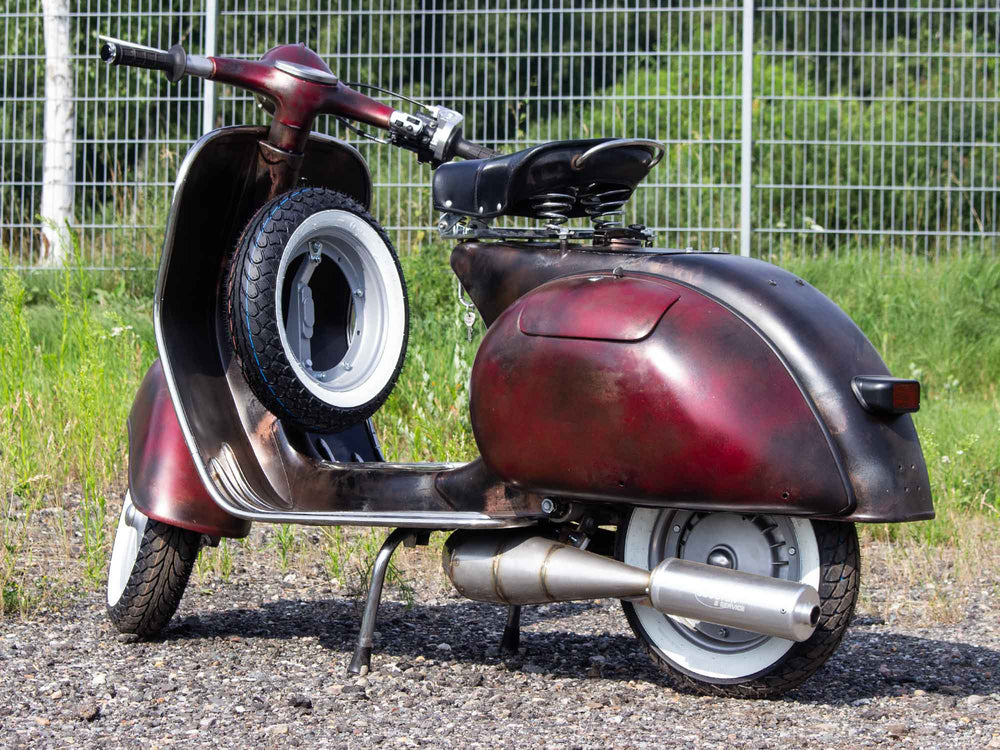 Custom Vespa Tuning 244ccm Rawstyle mit Scheibenbremse und Rennauspuff