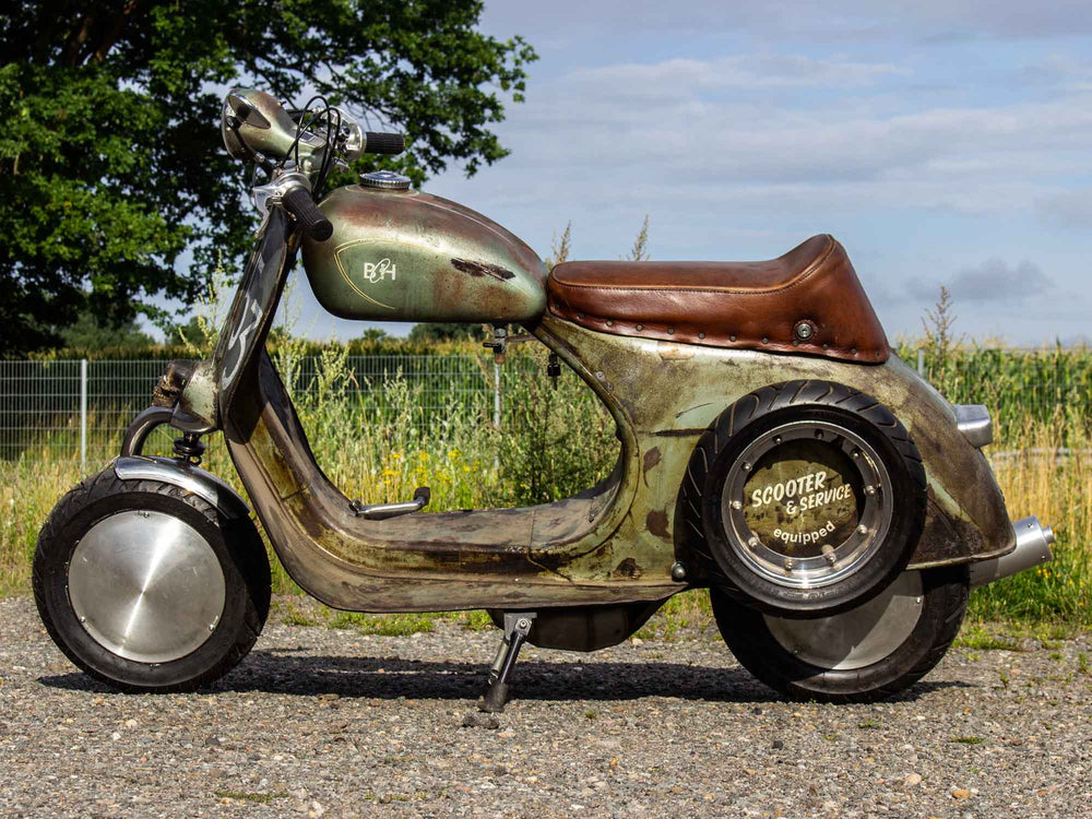 Custom Vespa Conversion Rusty Nail mit 244ccm-Motor und Scheibenbremse