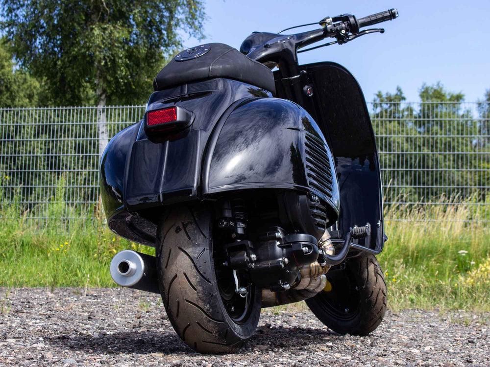 Custom Vespa Tuning Umbau VNB 244ccm in Ferrari Nero Daytona Schwarz Metallic