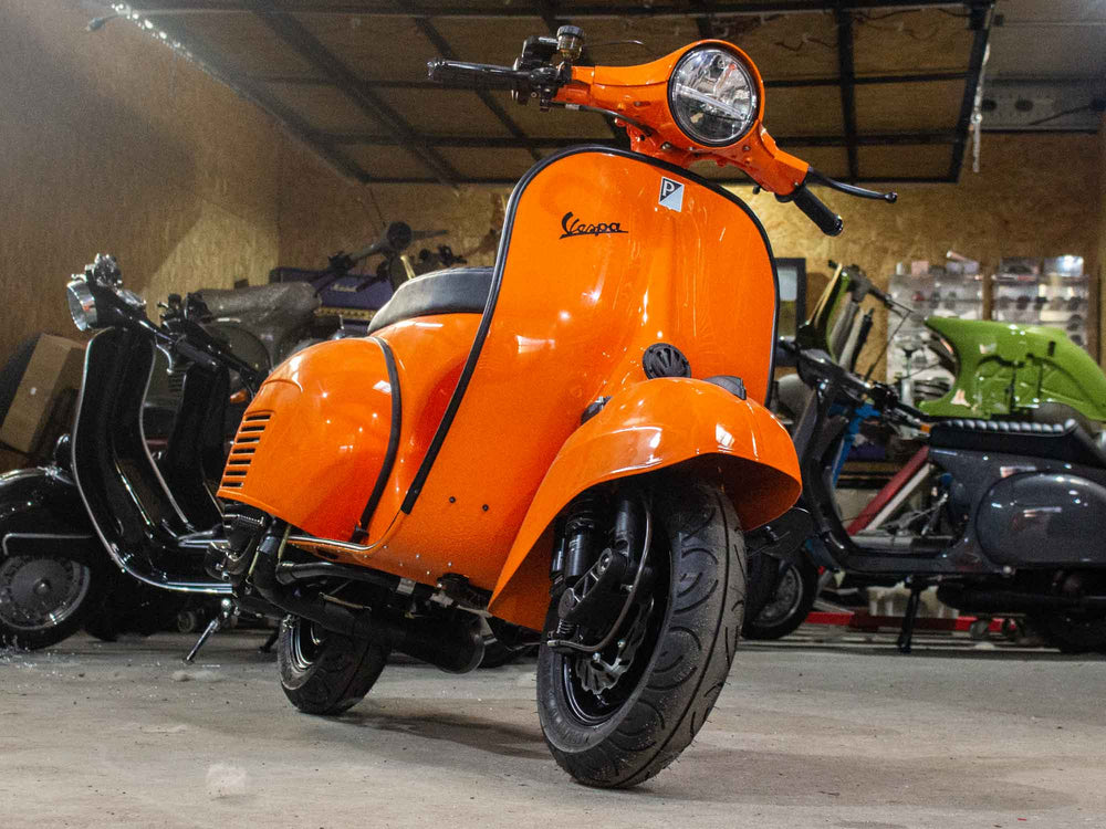Custom Vespa Umbau PX-GS 160 mit Quattrini 244ccm Motor in RAL Orange