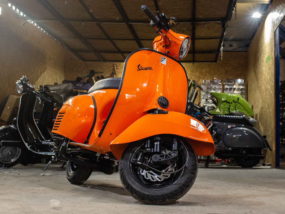 Custom Vespa Umbau PX-GS 160 mit Quattrini 244ccm Motor in RAL Orange