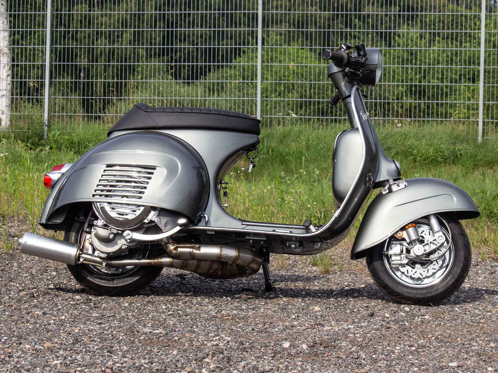 Custom Vespa Umbau GS 306ccm BFA mit Scheibenbremse in Porsche Felsengrün