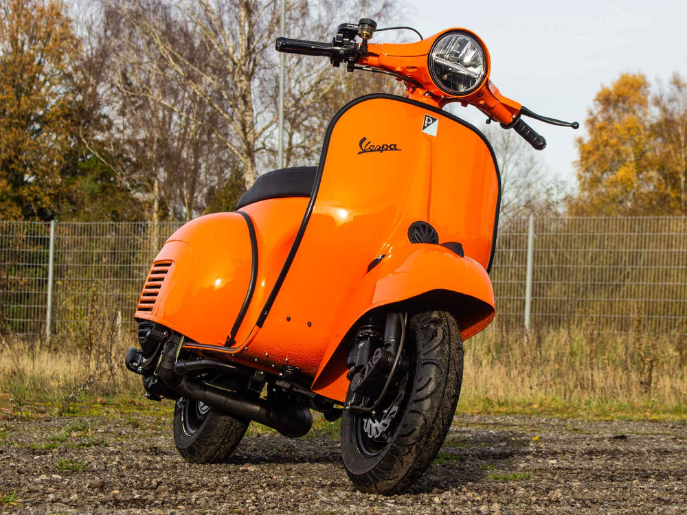 Custom Vespa Umbau PX-GS 160 mit Quattrini 244ccm Motor in RAL Orange