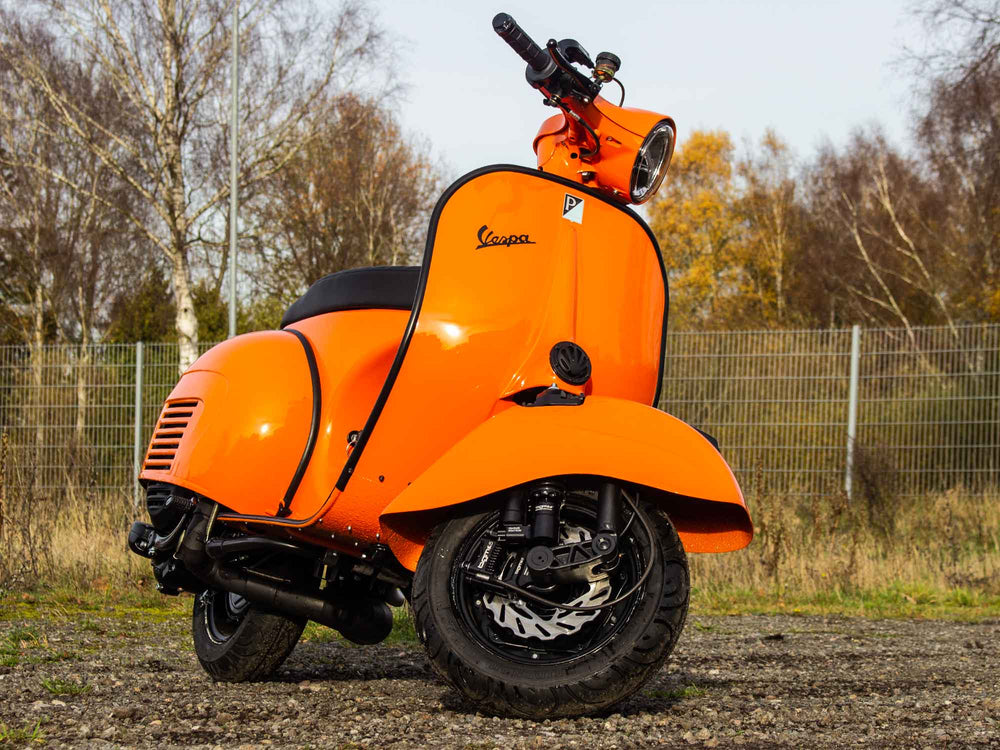 Custom Vespa Umbau PX-GS 160 mit Quattrini 244ccm Motor in RAL Orange