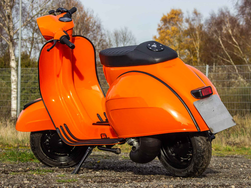 Custom Vespa Umbau PX-GS 160 mit Quattrini 244ccm Motor in RAL Orange