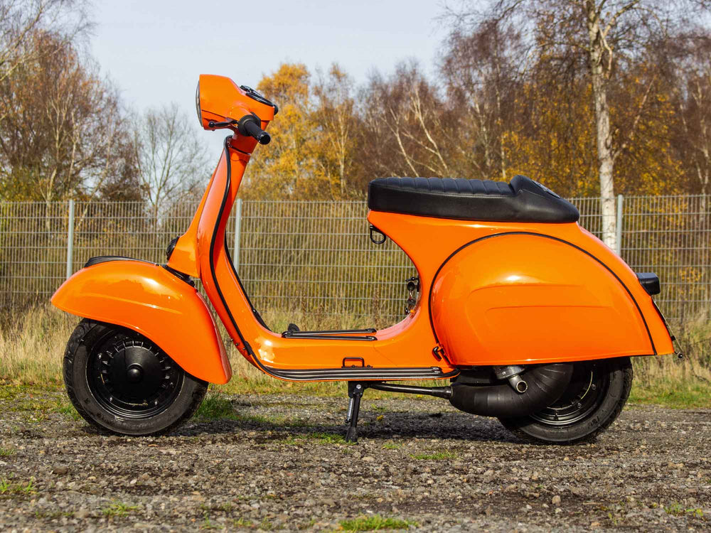 Custom Vespa Umbau PX-GS 160 mit Quattrini 244ccm Motor in RAL Orange