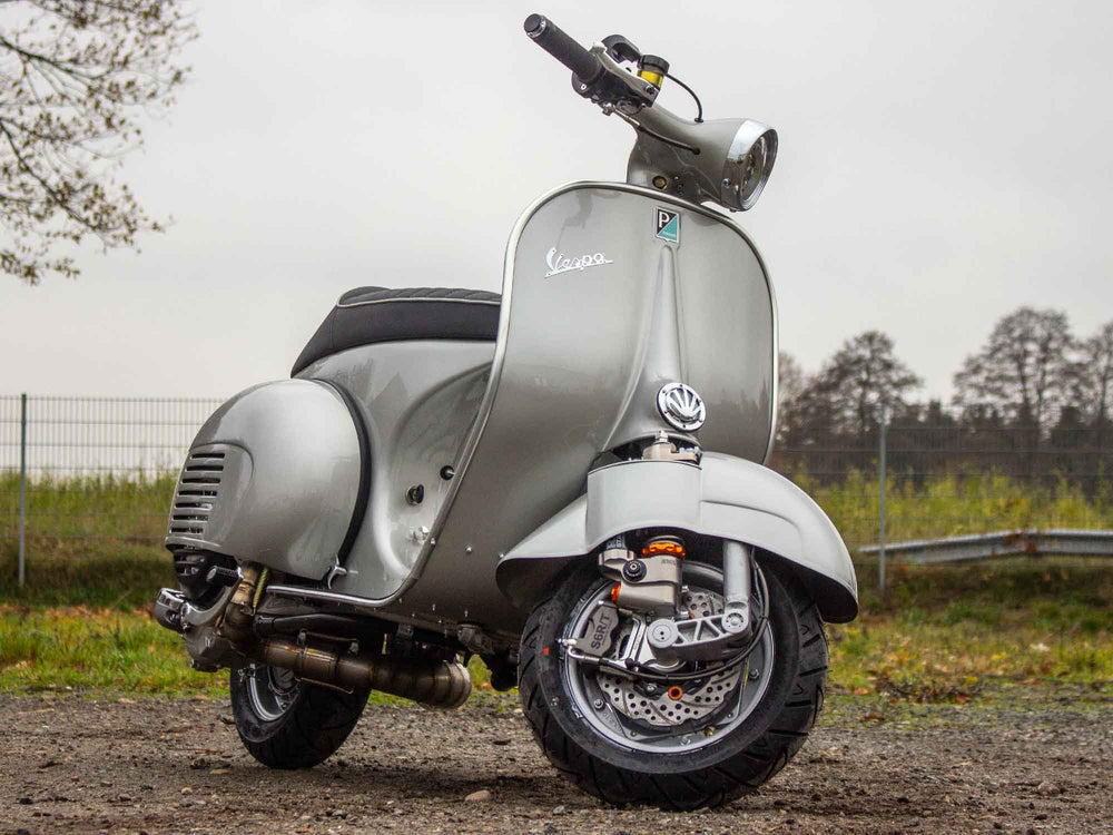 Custom Vespa Umbau VNB 244ccm mit Scheibenbremse in Mercedes Silbergrau Metallic 180