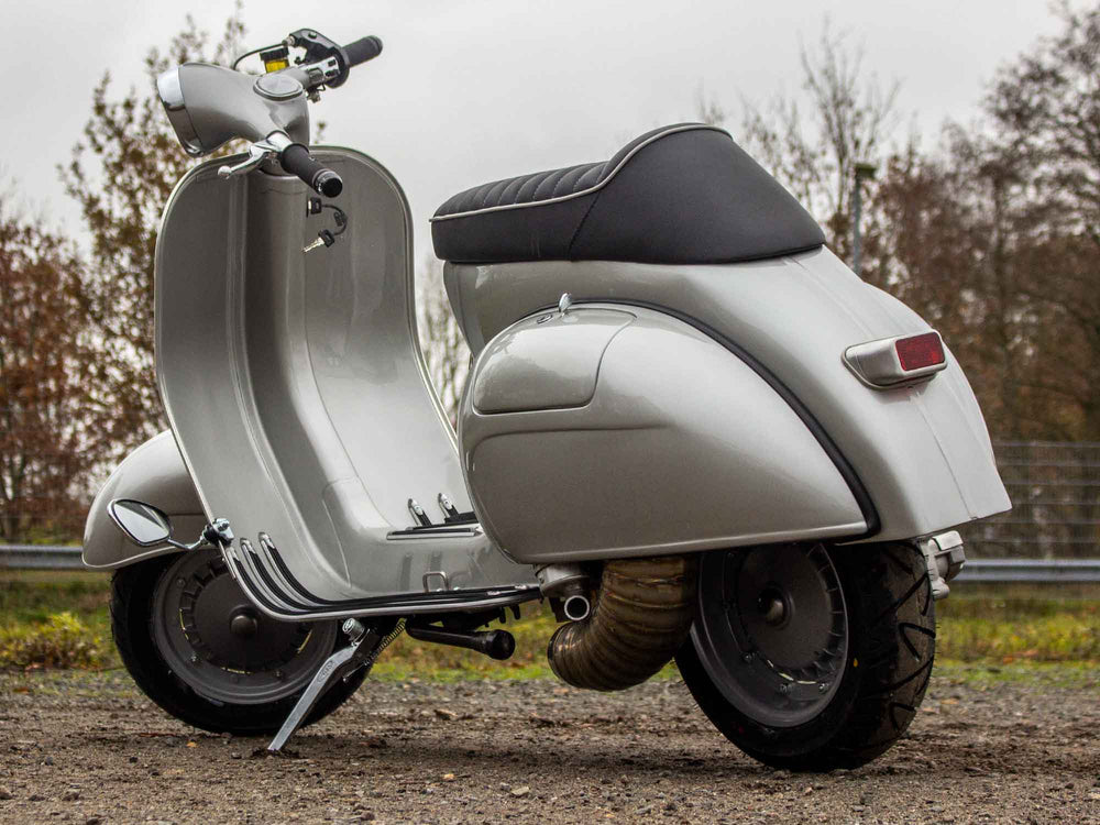 Custom Vespa Umbau VNB 244ccm mit Scheibenbremse in Mercedes Silbergrau Metallic 180