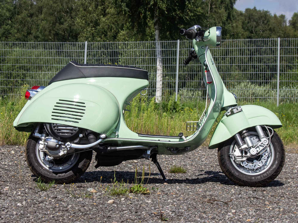 Custom Vespa Umbau VNB 244ccm in Piaggio Verde Pastello mit Scheibenbremse