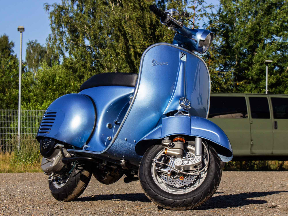 Custom Vespa Umbau PX-VNB mit BFA 288ccm Motor in Bentley Blau