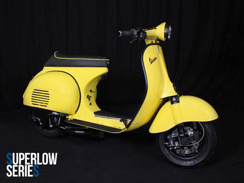 Custom Vespa VNB 221ccm mit Scheibenbremse in Giallo Prototipo 
