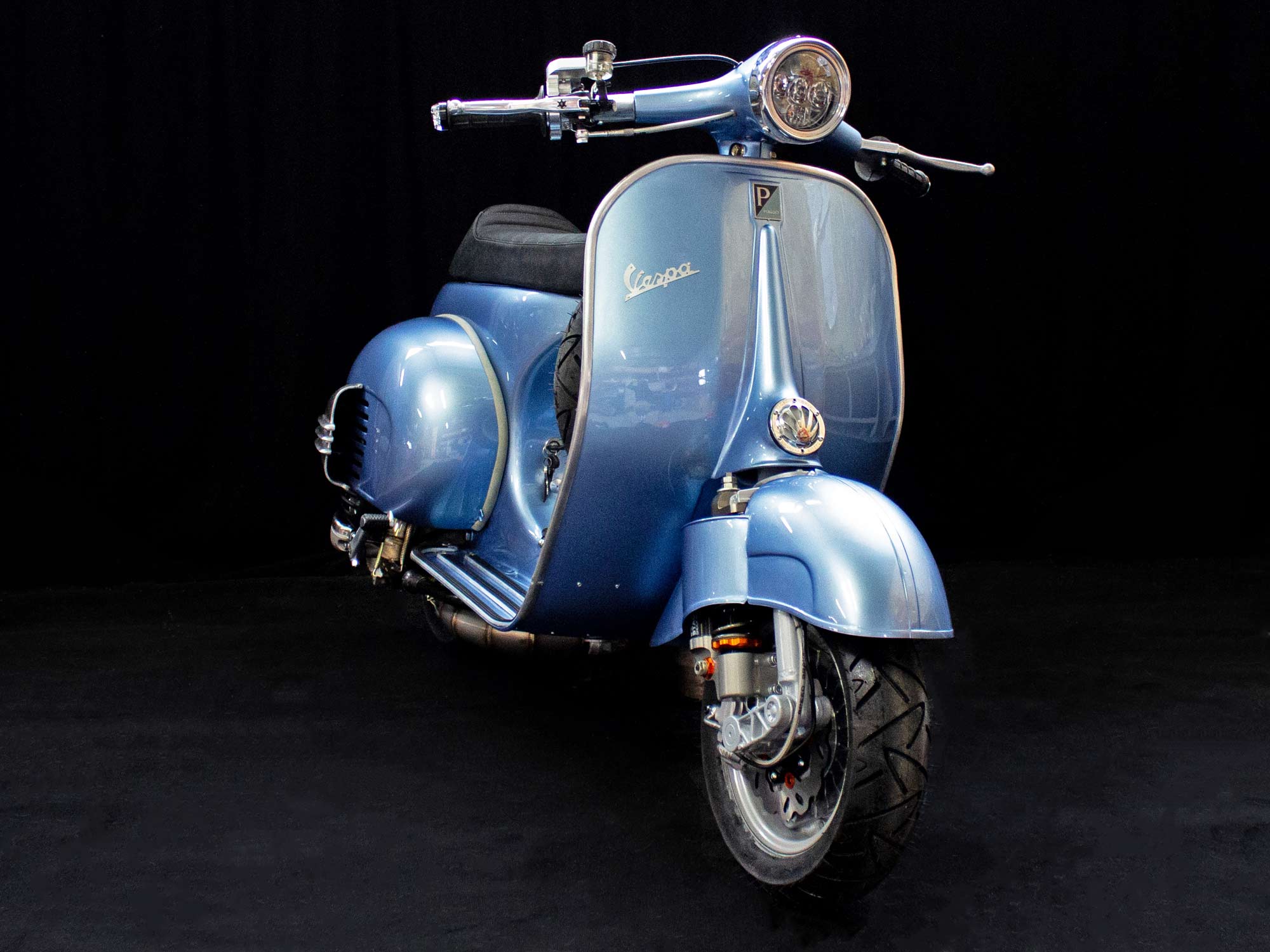 Custom Vespa Umbau VNB 260ccm mit Scheibenbremse in Bentley Silverlake Meallic