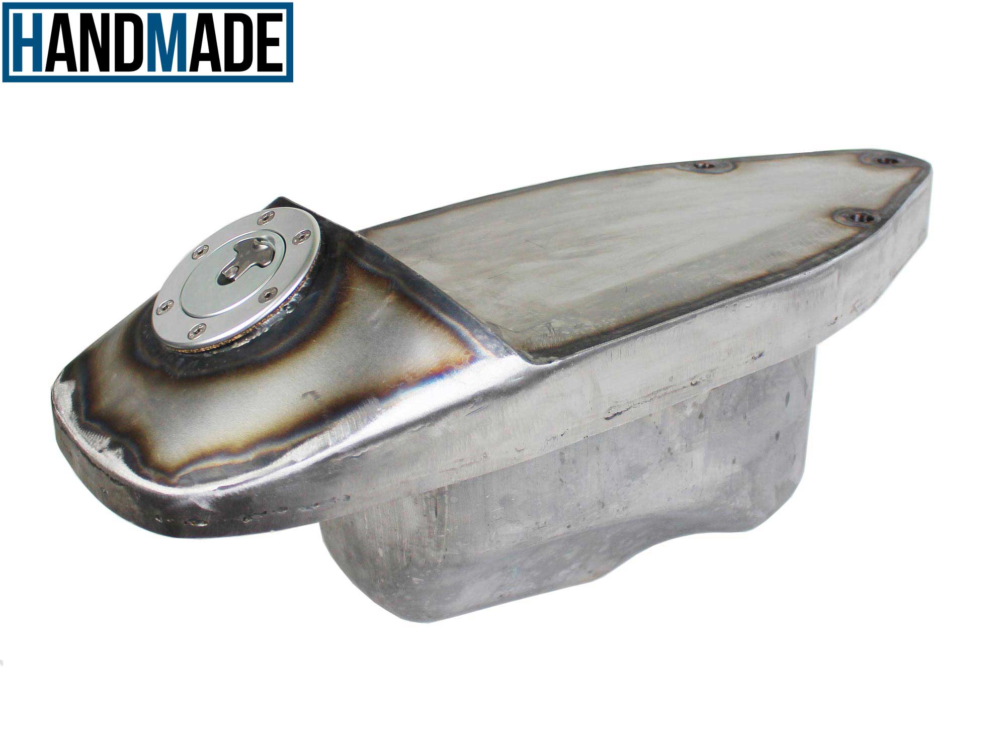 Handgefertigter Sitzbanktank mit 11 Liter Volumen, passend für alle Vespa Largeframe Modelle