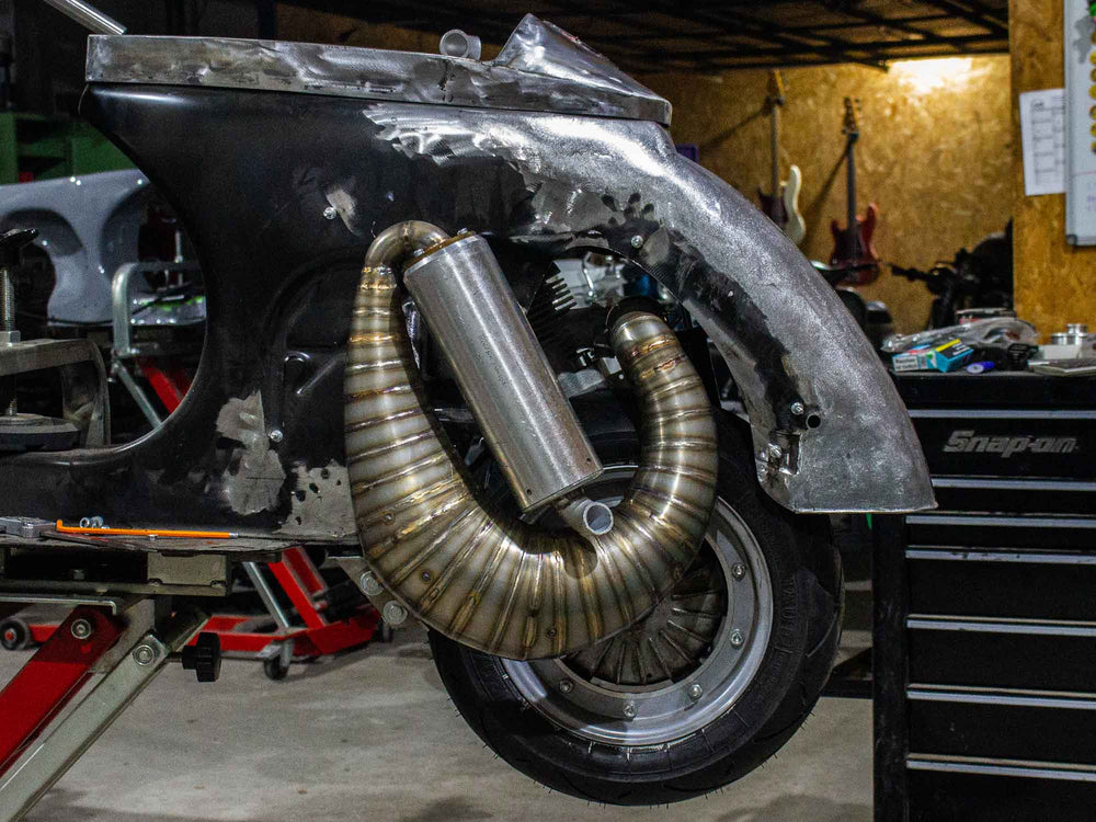 Vespa Auspuff Scooter & Service Curley Edelstahl für BFA 288ccm Motor