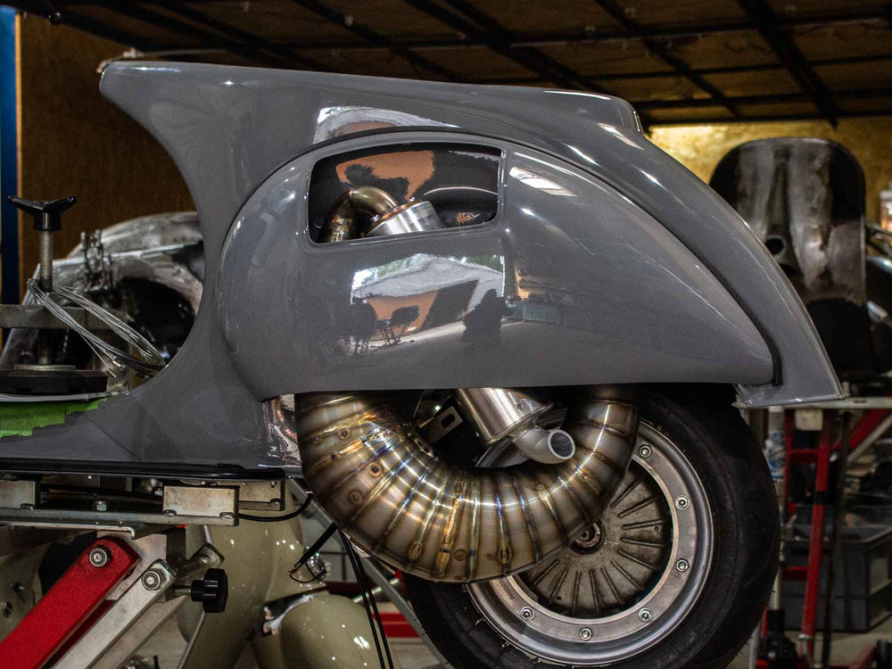 Vespa Auspuff Scooter & Service Curley Edelstahl für BFA 288ccm Motor