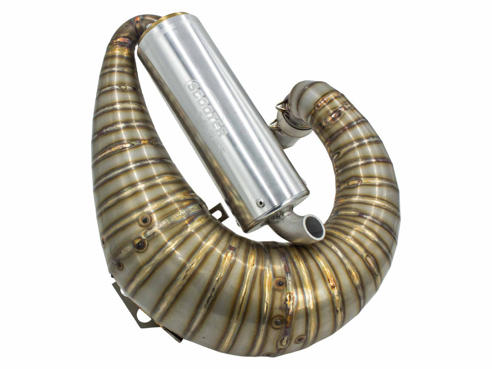 Vespa Auspuff Scooter & Service Curley Edelstahl für BFA 288ccm Motor