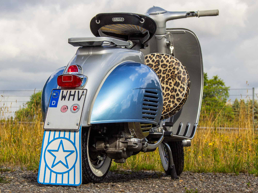 Vespa VBB 187 Restauration und Tuning in Mercedes Silbergrau Metallic 180