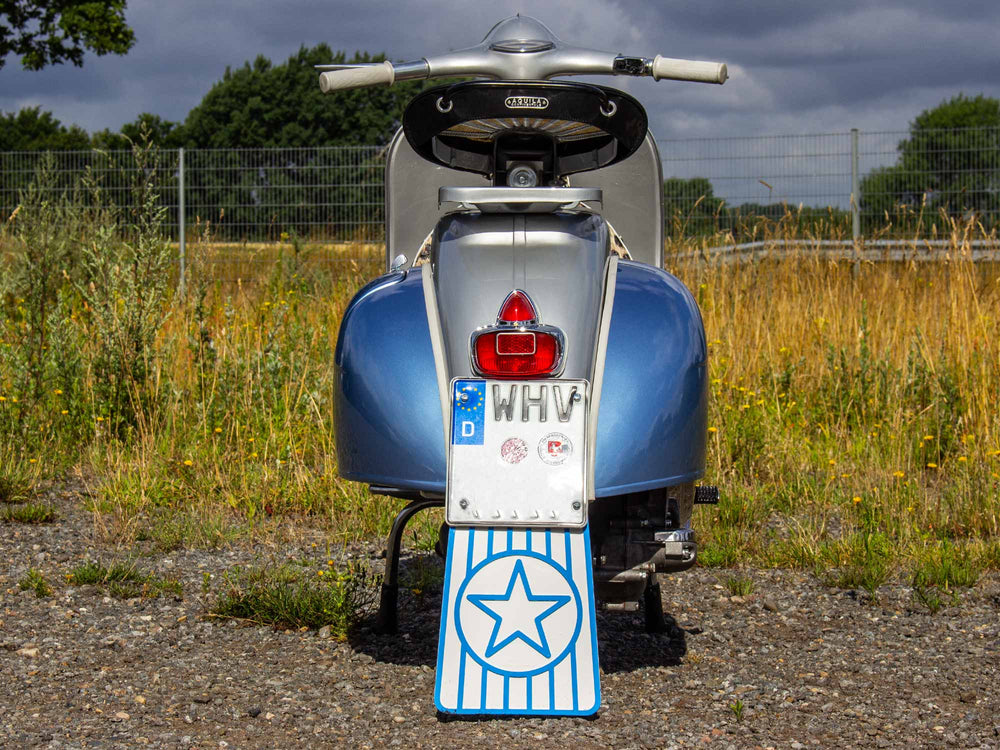 Vespa VBB 187 Restauration und Tuning in Mercedes Silbergrau Metallic 180